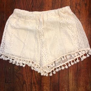 White lace shorts with Pom poms